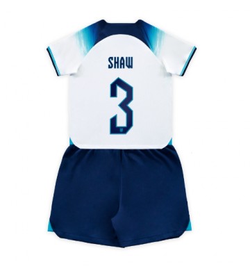 England Luke Shaw #3 Hemmaställ Barn VM 2022 Kortärmad (+ Korta byxor)